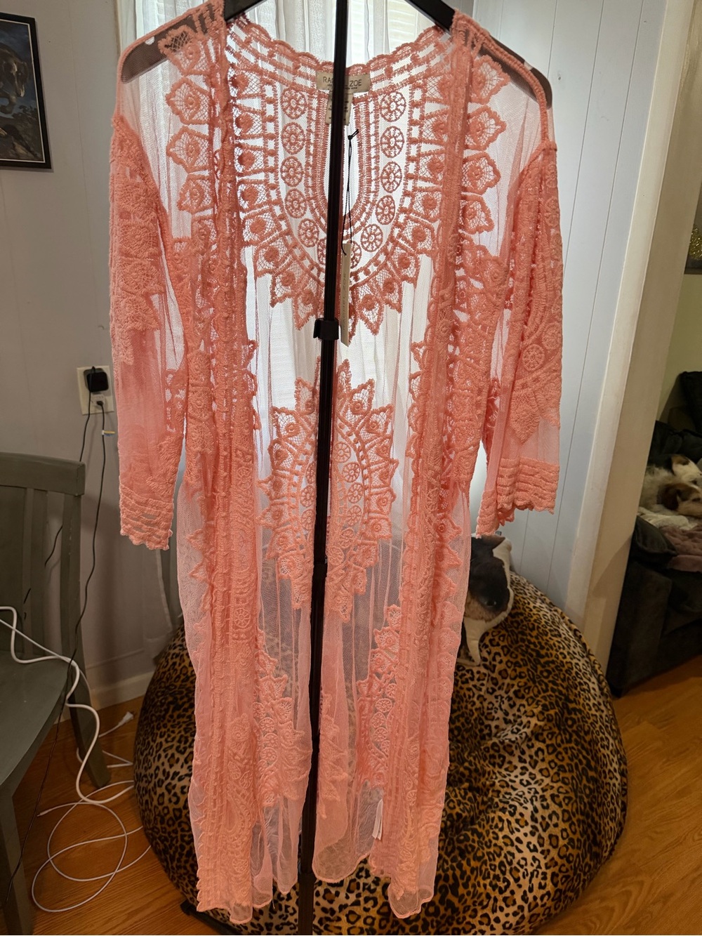 Rachel Zoe Pink Lace Boho Kimono Cover-Up One Size NWT